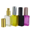 Top hot 30ml 1oz clear red blue black rectangular perfume glass bottle with spray pump cap