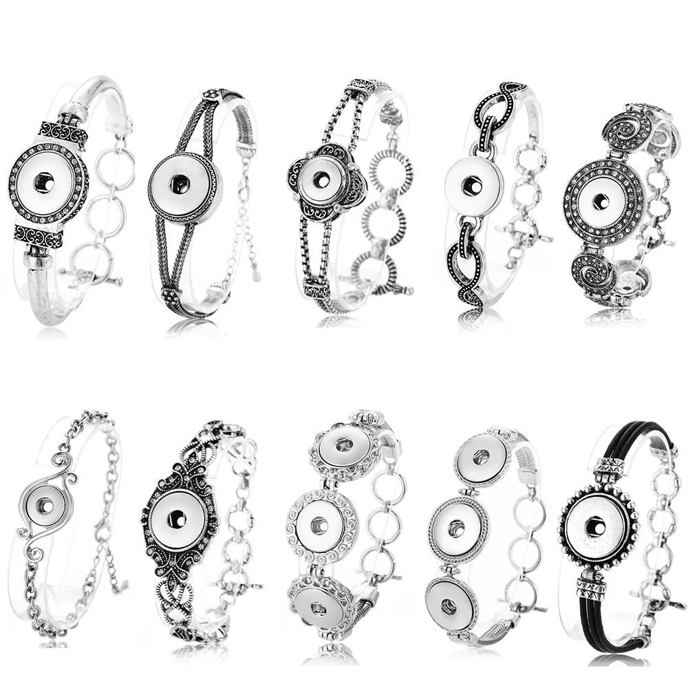 

New Ginger Snap Bracelet Women Interchangeable Jewelry Fit 18mm Snap Button Vintage Snap Charms Crystal Bracelets & Bangles