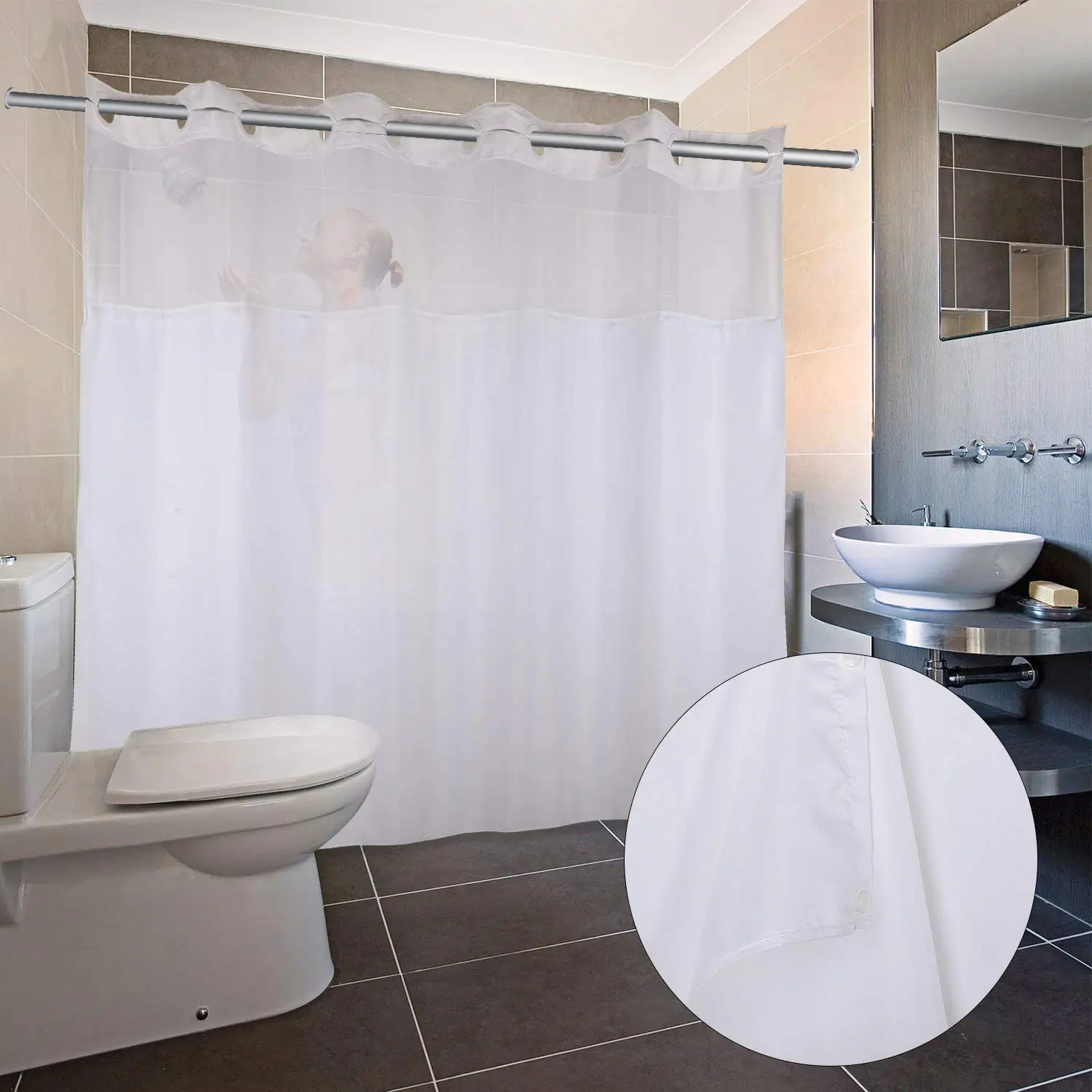 Factory Direct Custom Hookless Polyester Shower Curtain For Hotel Buy