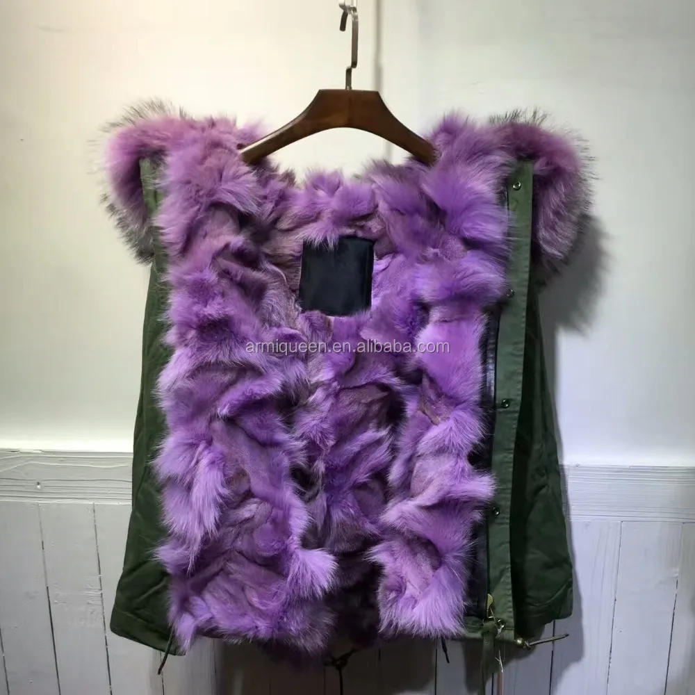 

Lilac Parka Winter Fox Fur Parka Fur Jacket,Ladies Fashion Purple Fox Legs Fur Parka