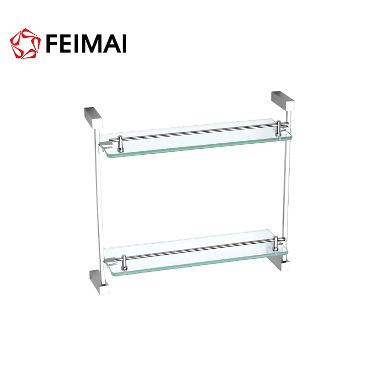 double glass shelf for bathroom