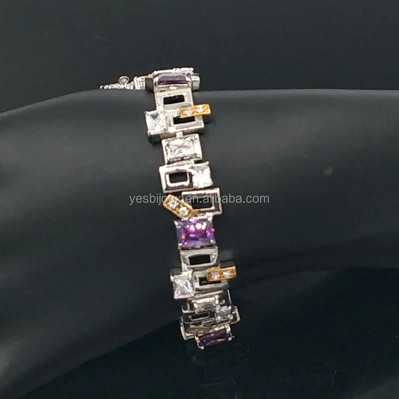 

zircon bracelet with rhodium plated free sample jewelry