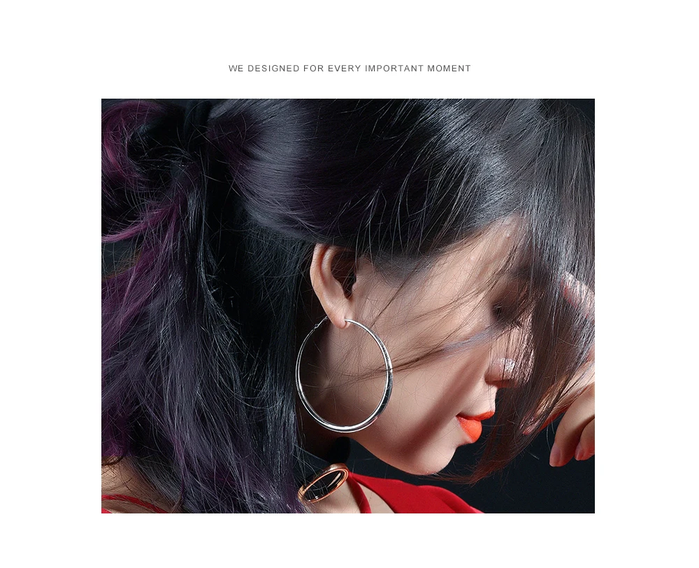 Fashion Brand Jewelry Women Silver Round Shape Medium Hoop Earrings Designs