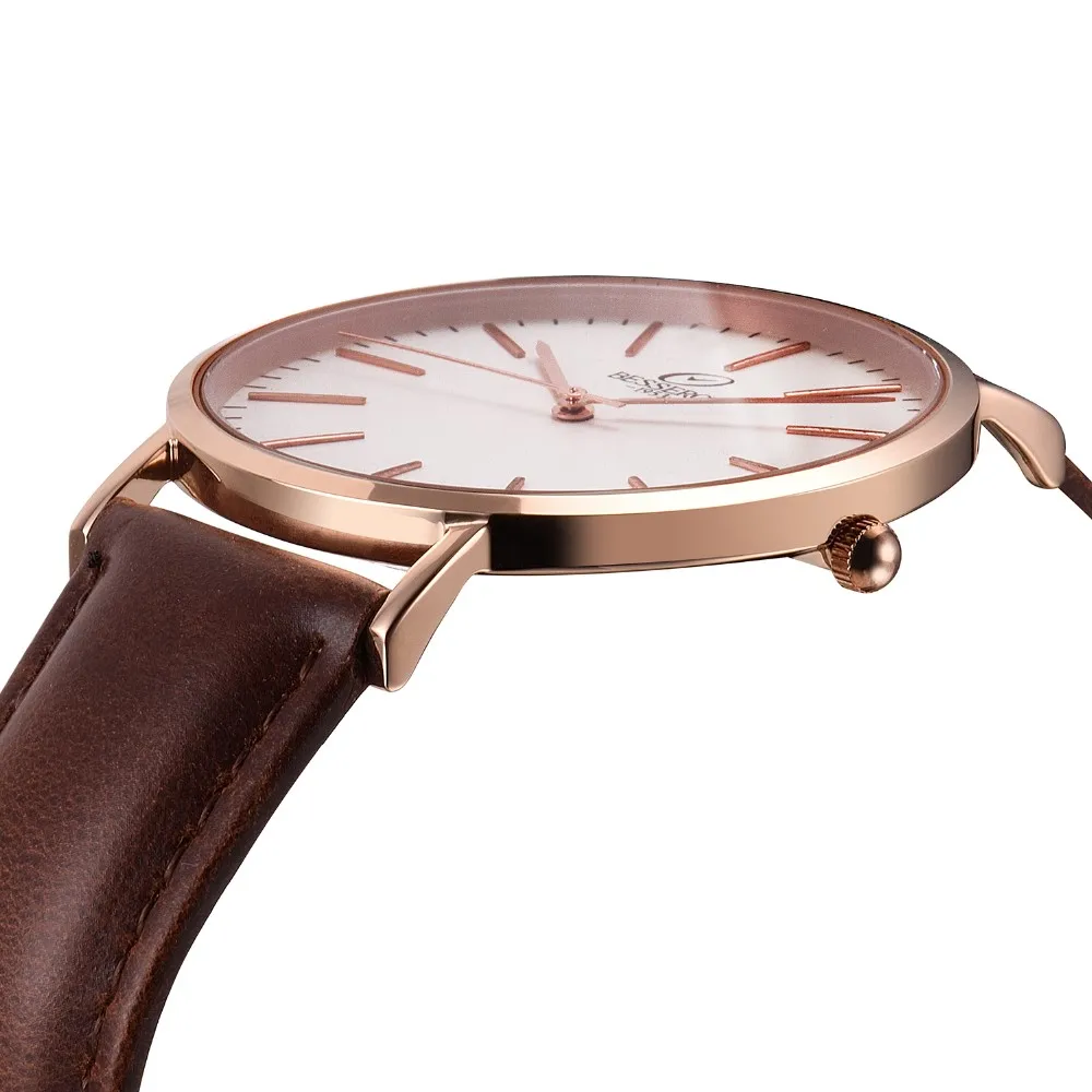 steel japan quartz movt analog date day genuine leather band