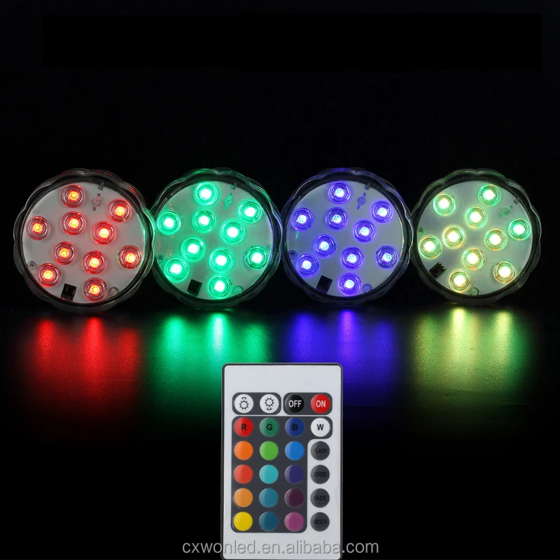 
Colour Changing Lights AA Battery Remote Led Waterproof Submersible Light 