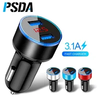 

PSDA Car Charger 5V 3.1A LED Display Fast charger Dual Usb Phone Car-Charger for xiaomi For iPhone 12-24V Cigarette Socket