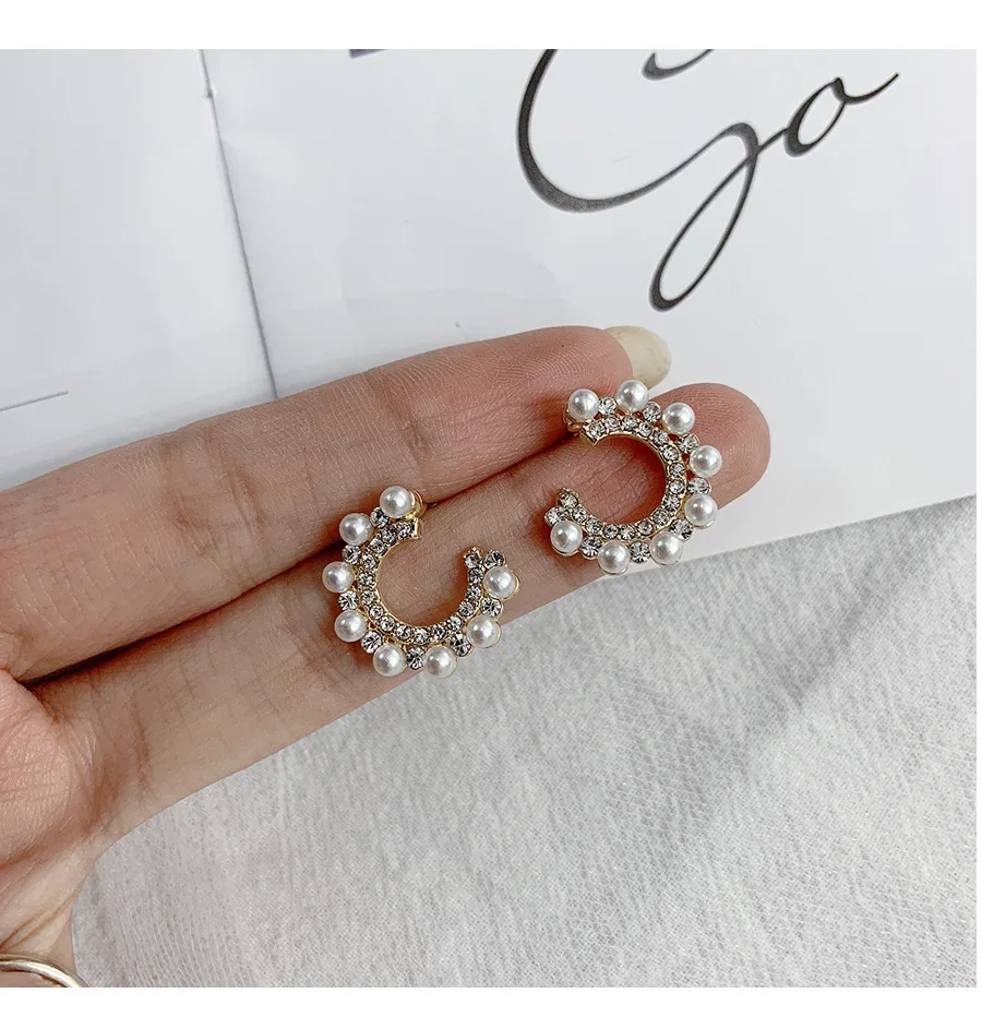 

925 Sterling Silver Earrings Zircon Pearl Twist Luxury Stud Earrings For Women