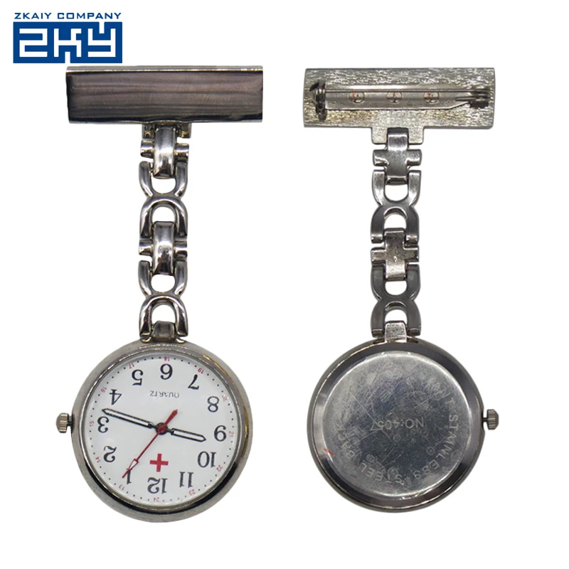 
Stainless steel quartz Fob watch chain brooch Fob watch hanging metal pin nursing watches 