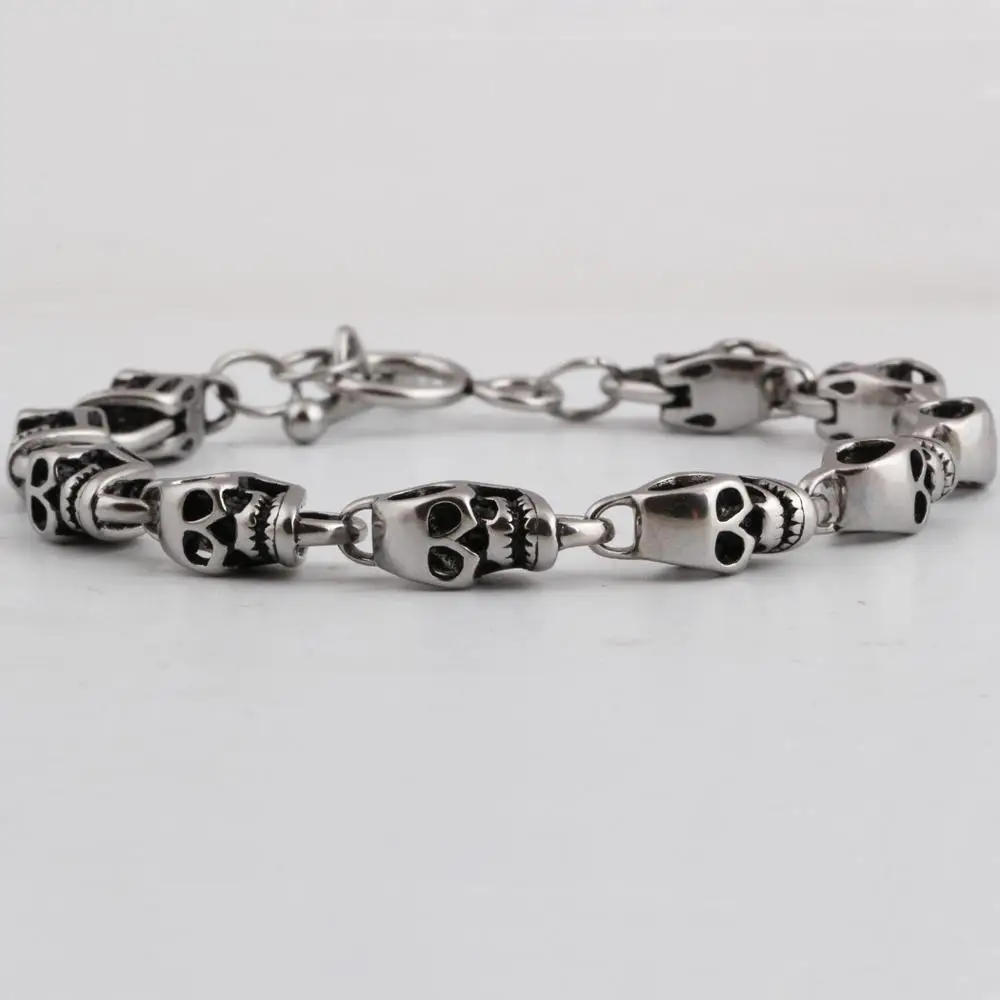 

2021 New Style Stainless Steel Skull Beads Handmade Men Bracelet