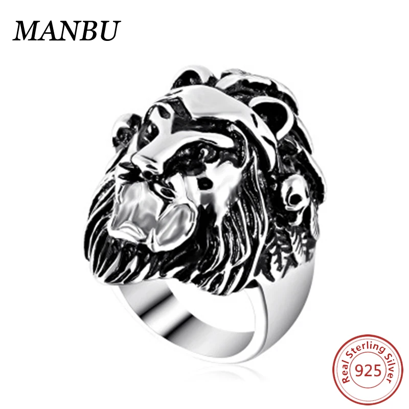 

lion ring men silver sterling rings jewelry fashion men's 16433, White