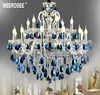 Elegant Candle Bulbs Candelabros Blue Chandelier Crystal Luster MD8453 L18