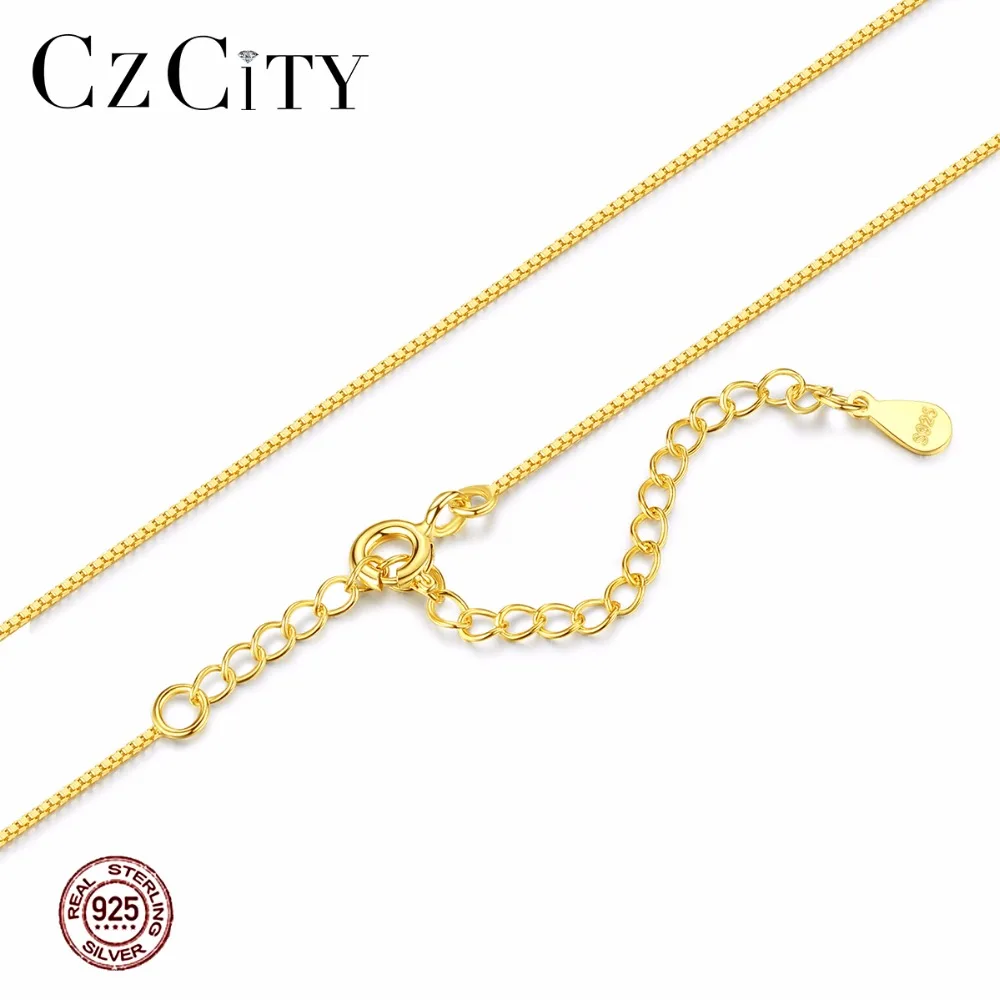 CZCITY Wholesale Simple Fashion Sterling Silver 925 Chain Necklace With Fine 18K&White Color For Women