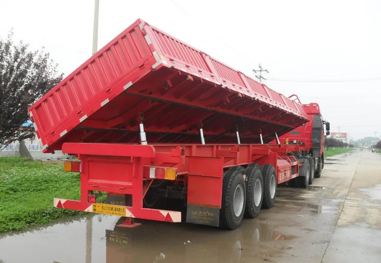 China Made 3 Axles 40-60 Tons Side Dump Semi Trailer For Sale