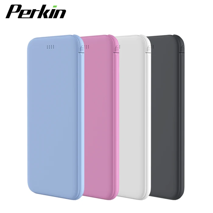 

PP502 New version portable ultra thin super slim 10000mah power bank rechargeable with built in cables