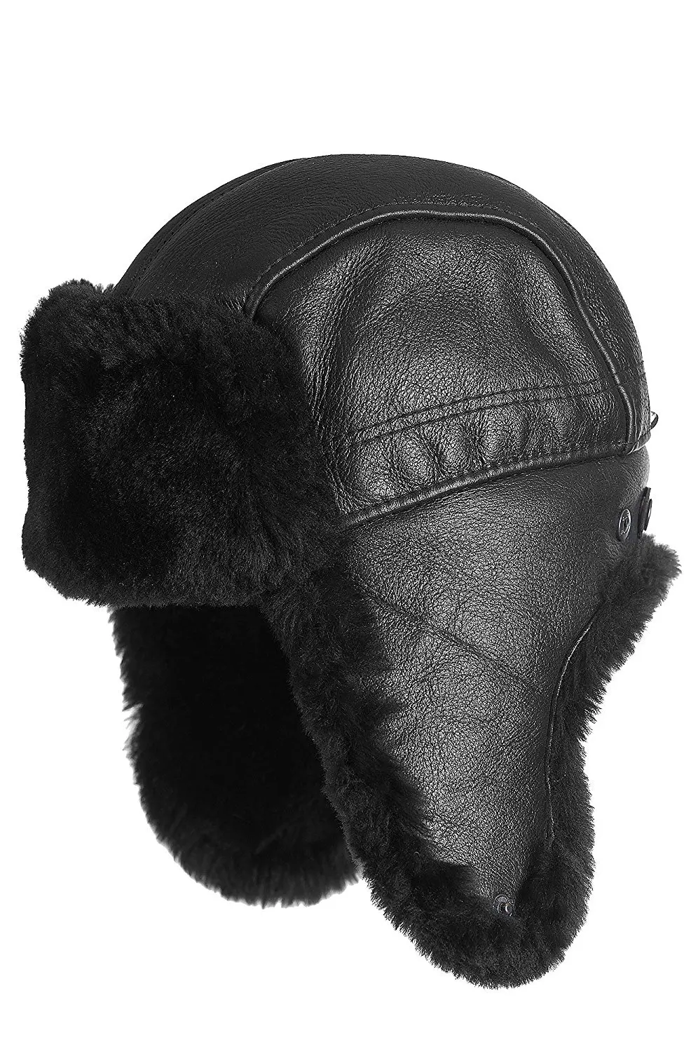 shearling sheepskin trapper hat