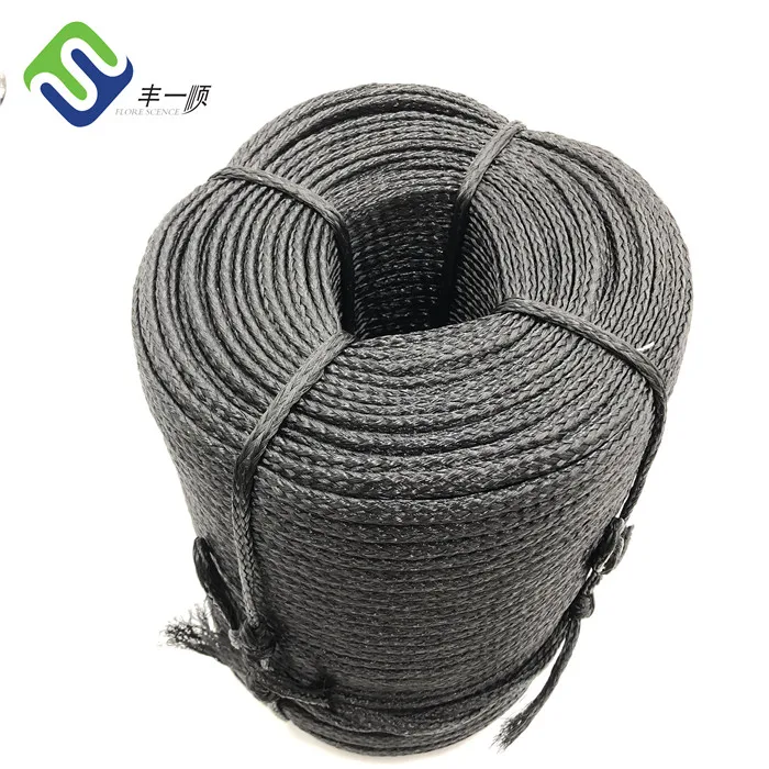 3/8&quot; Black Color Polyethylene PE Hollow Braided Rope With UV Protection
