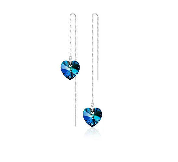 

wholesale fashion Ocean heart crystal pendant earrings jewelry 925 silver long item women earrings, As picture