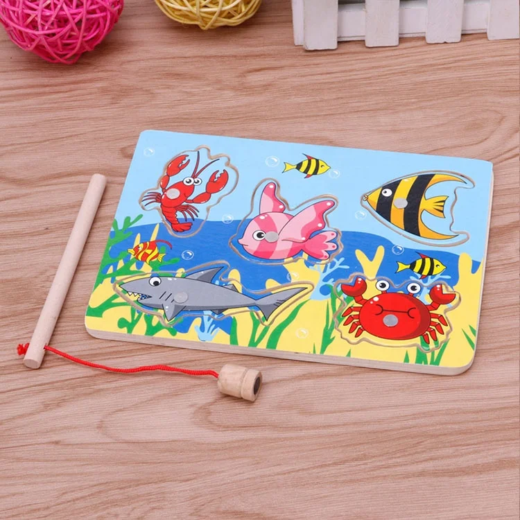 
Kid Children Educational Interesting Wooden Magnetic Fishing Game Jigsaw Puzzle Toy 