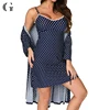 Sexy Women Blue Printed Night Gown and Robe Sets