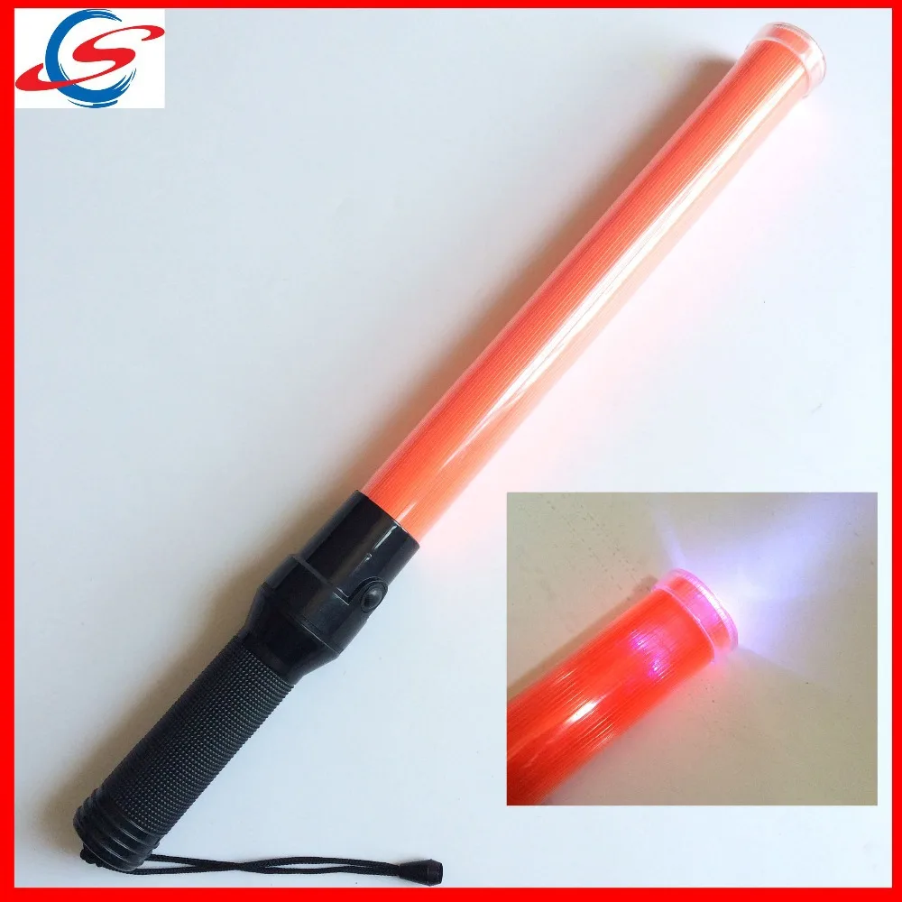 
54cm rechargeable security white torch red led flashing traffic baton light 