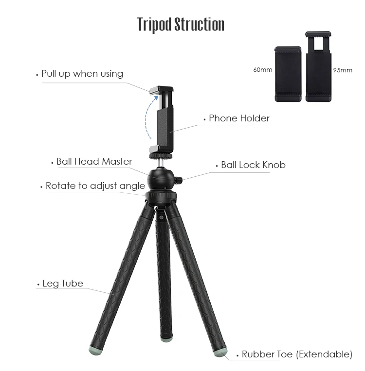 Apexel Lightweight Camera Tripod For Smartphone,Flexible Professional