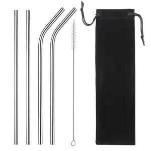 Image of Metal Drinking Straw 304 Stainless Steel Straw Set Factory Price Wholesale