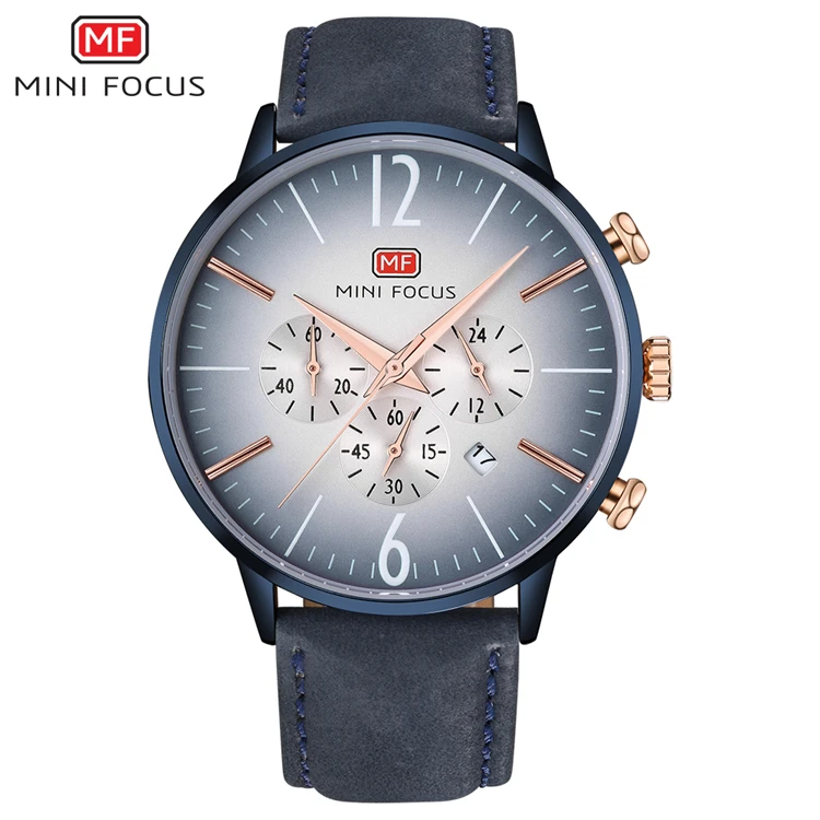 

MINI FOCUS 0114 L Leather Strap Men Top Brand Luxury Sport Watch Waterproof Male Quartz Watch