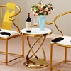 Chrome metal end table in home furniture