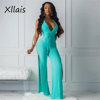 

8113 2019 New Women Clubwear Pants Summer Playsuit Bodycon Party Jumpsuit Sexy Solid color rib Trousers