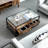Largest Furniture Manufacturers Glass Top Metal Frame Coffee Table / Glass Top Wood Coffee Table