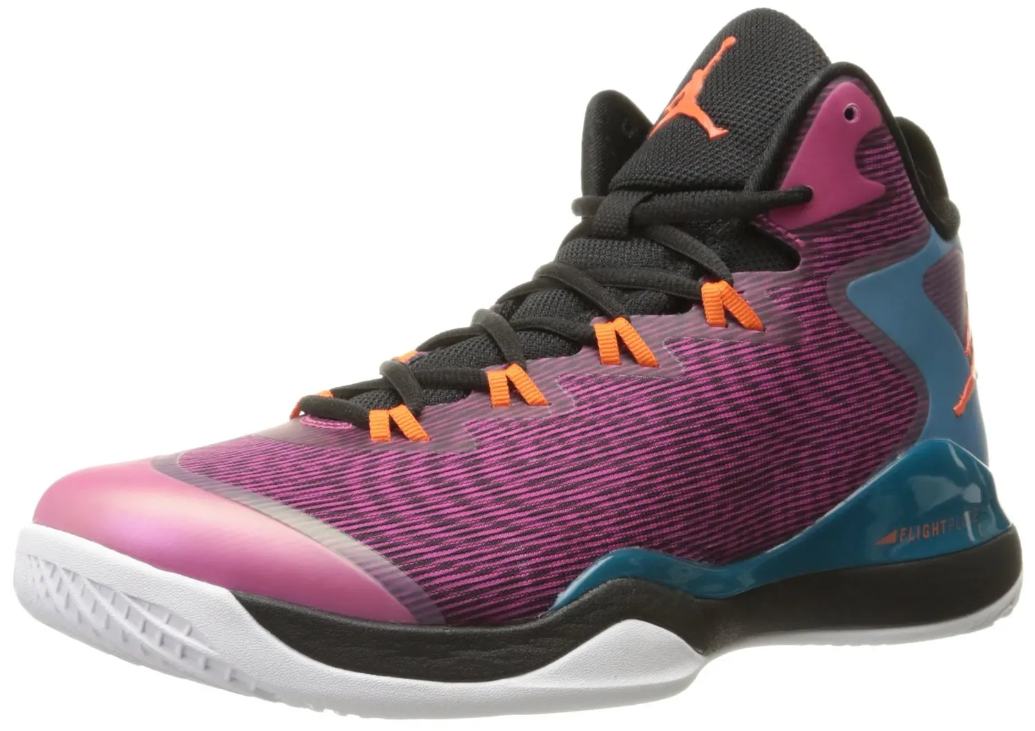 Nike Mens Air Jordan Super.Flyv3 Black/Fusion Pink/Tropical Teal/Electric Orange Basketball Sneakers Shoes 11