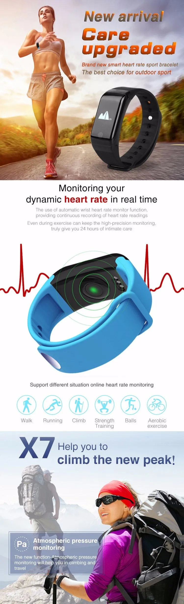 X7 Smart Bracelet Ip67 Professional Swimming Waterproof Wrist Watch Support Heart Rate Monitor