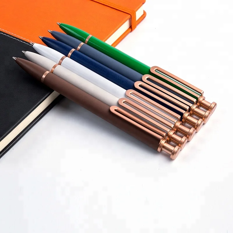 
High quality fashion corporate gift rose gold design premium click metal ballpoint pens with custom laser logo 