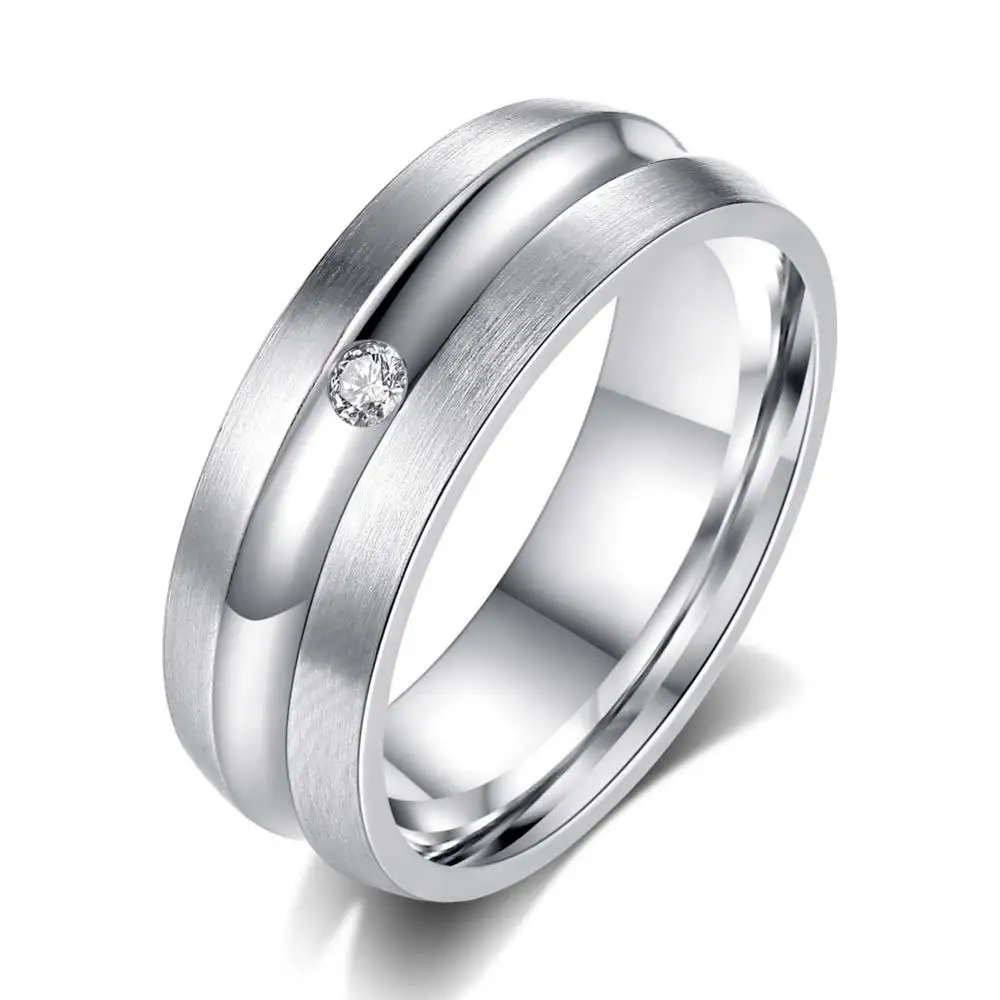 

2019 new stainless steel ring Round CZ Ring Titanium steel men's ring