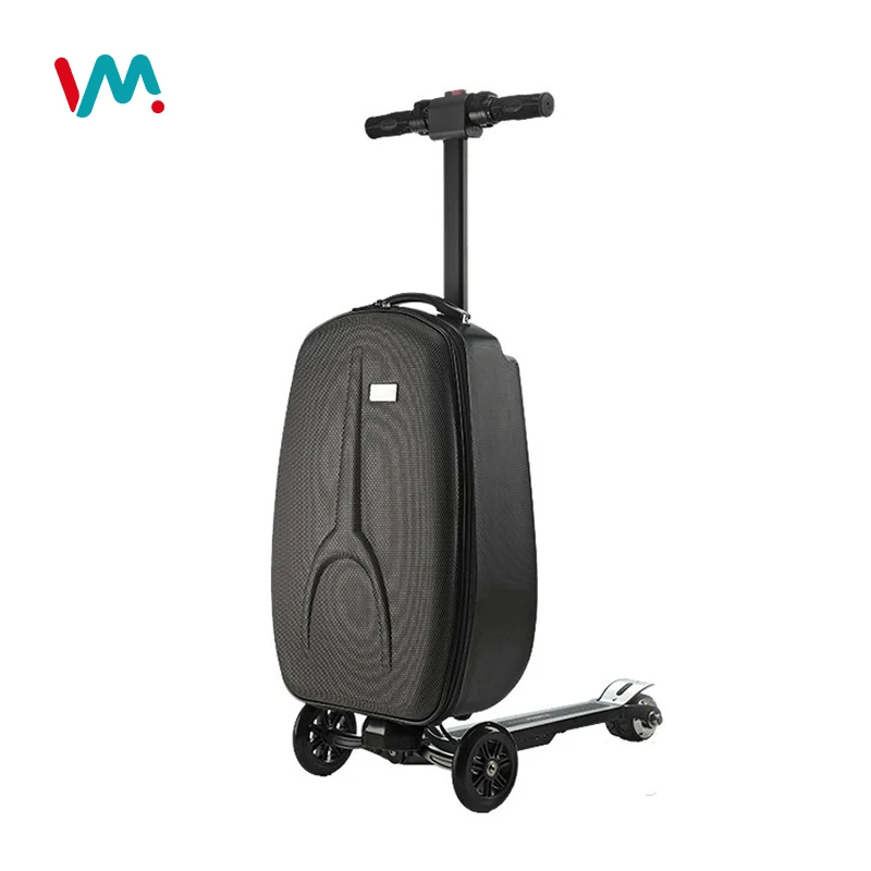 

New 4 inch 5.2Ah 200W foldable 3 wheel electric scooter travel luggage suitcase, Black