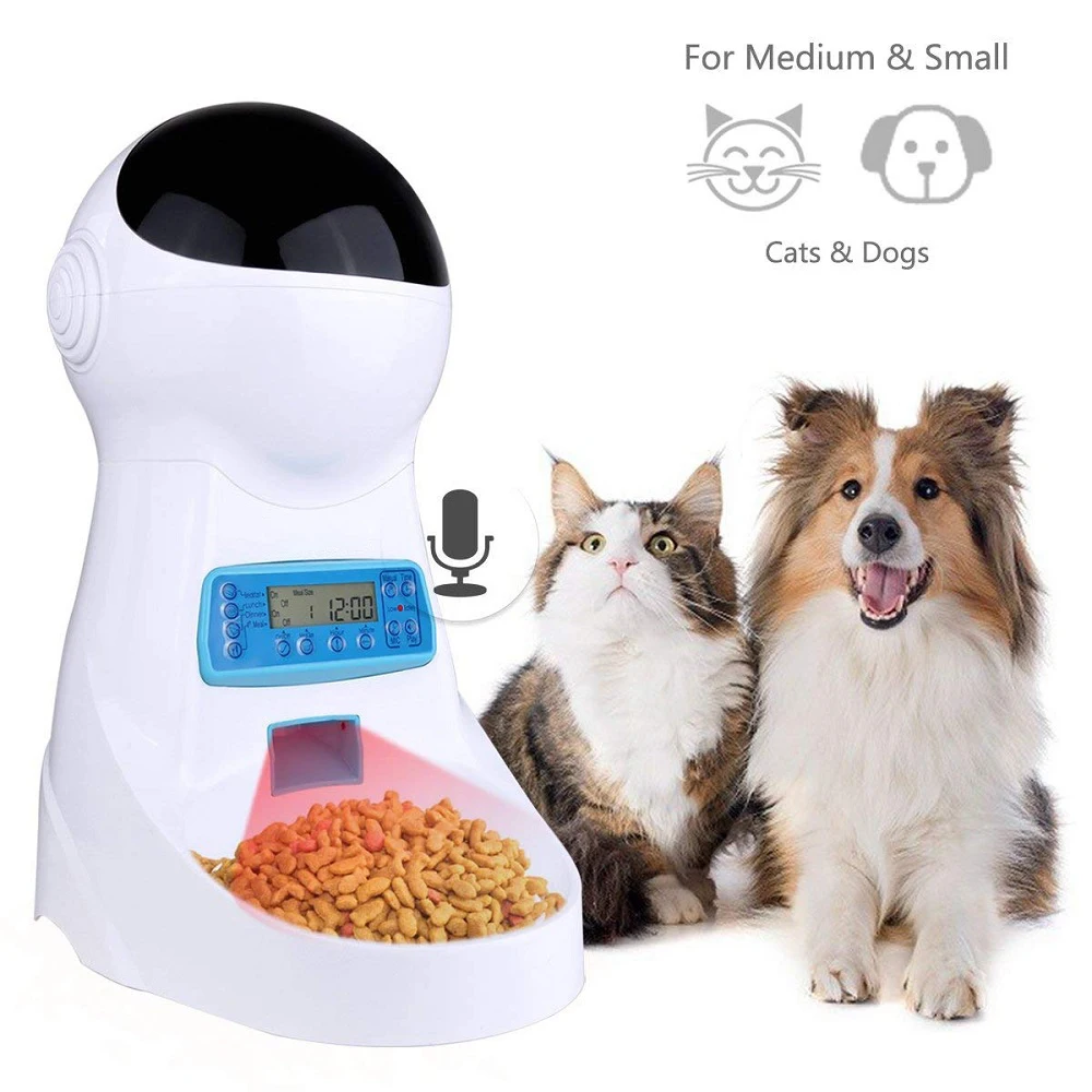 

Amazon Top Seller 2019 IR Detect Voice Record Automatic Pet Feeder Dog Cat Food Dispenser for Small Medium Size Pet