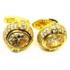 fashion gold plated french cufflink claw setting zirconia stones with a big white crystal in the centre