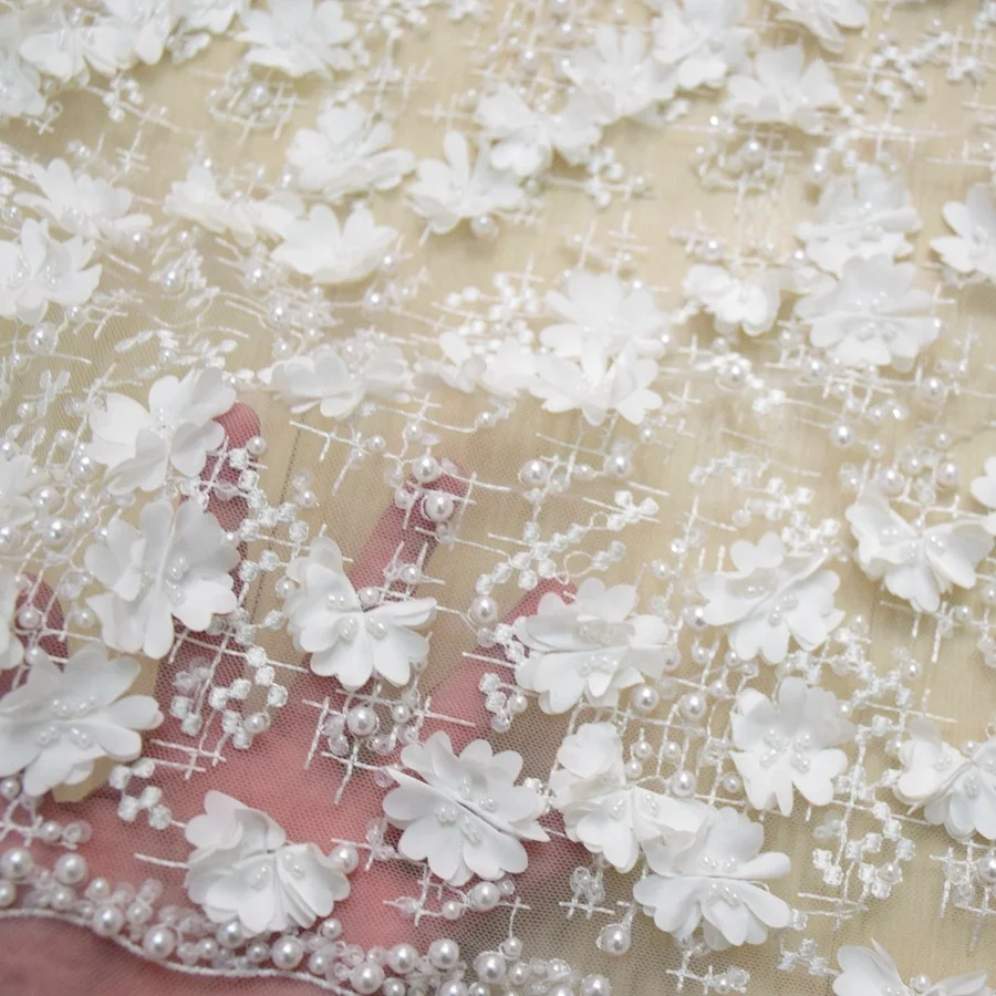 

Ivory beaded bridal lace fabric wholesale dress making lace fabric dubai HY0580, Blue