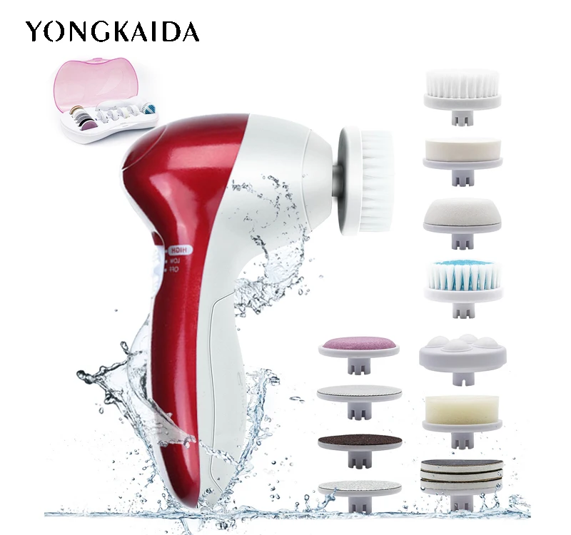 

YONGKAIDA skin care tool Deep facial cleanser to blackhead instrument 11 brush head Electric, Red