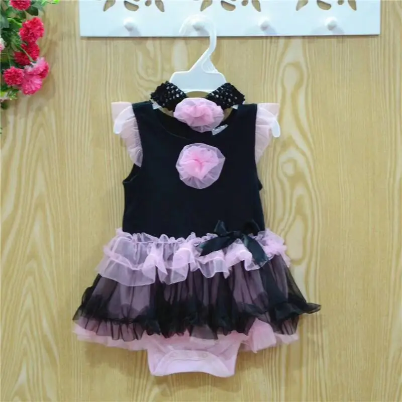 

Wholesale 2019 new design baby bodysuit 2 piece fancy gauzy baby girl dress set