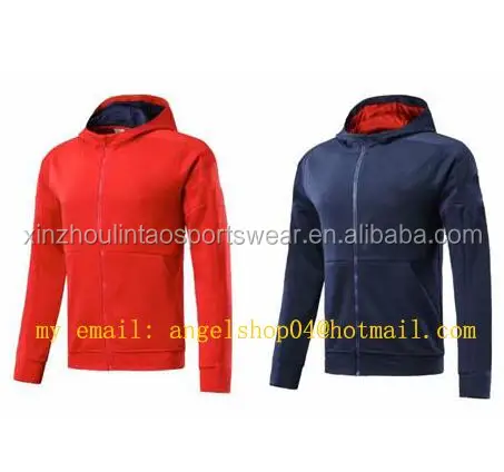 

Top quality customs logo soccer hoodies red blue football training suit Milan hoody 2017/2018, Red;blue;white;black