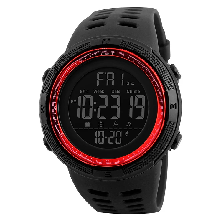 

New arrival skmei 3 atm water resistant watch men chronograph watch fashion sports digital plastic wristwatch 1251, 4 colors