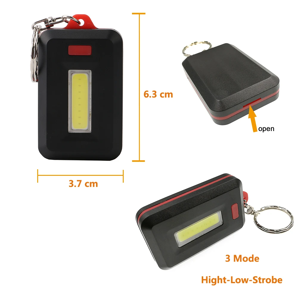 3 Mode Led Light Mini Keychain COB Flashlight for Emergency manufacture