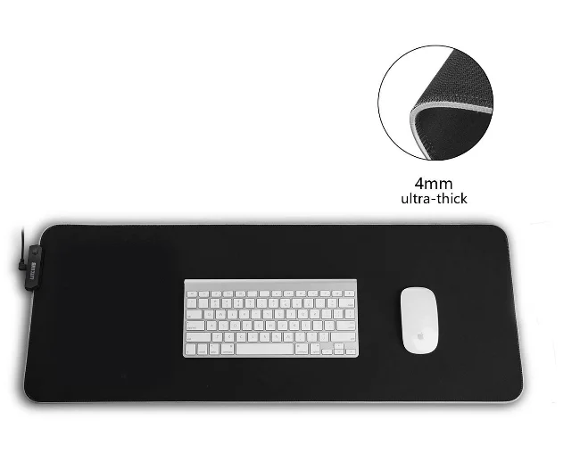 Custom Black Printed USB Lighting RGB LED Glowing Large Gaming Mouse Pad