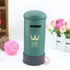 Customized green post box shape ceramic coin bank gift for kids