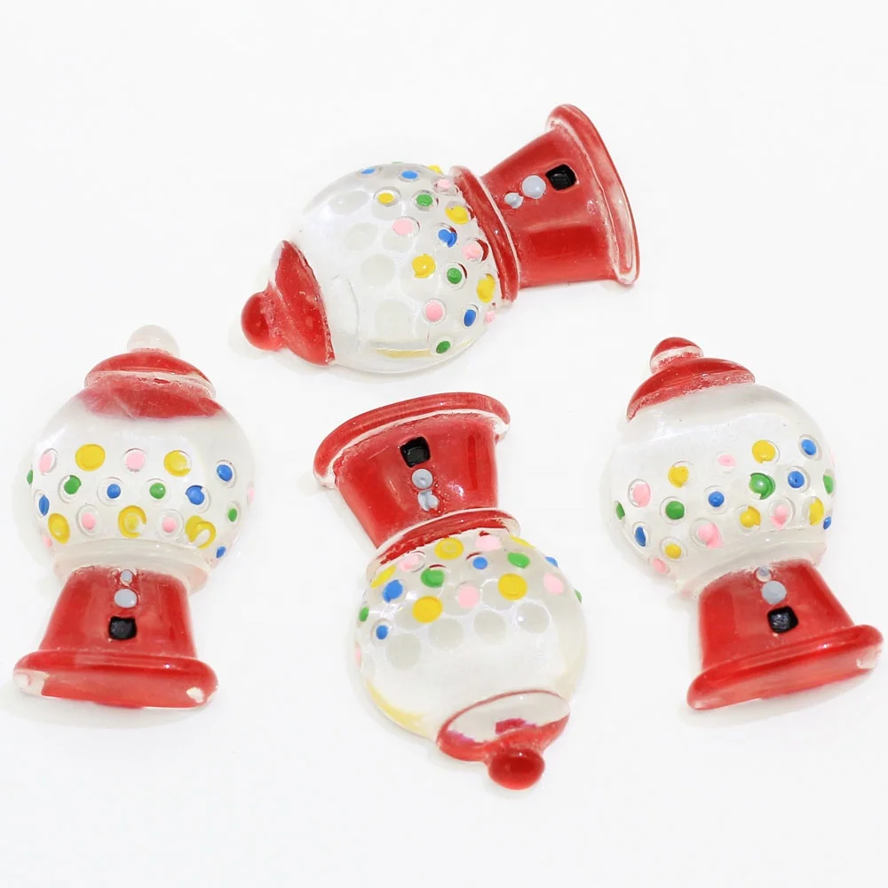 

Flat Back Resin Cabochon Kawaii Red Pink Gumball Machine DIY Embellishment Accessories Scrapbooking