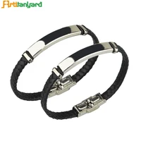 

Wholesale Custom Cuff Engravable Mens Hand Leather Bracelet