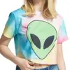 Crop Tops for Women, 2018 Sexy Short Sleeve Tshirt Casual Tie Dye Print Half Tee Rave EDM Festival Dance Party