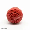 Longevity Chinese symbol carved Red Cinnabar Beads hand carved lacquer bead