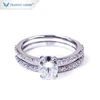 Tianyu gems custom 5*7 oval cut DEF VVS moissanite diamonds 18k white gold wedding ring set